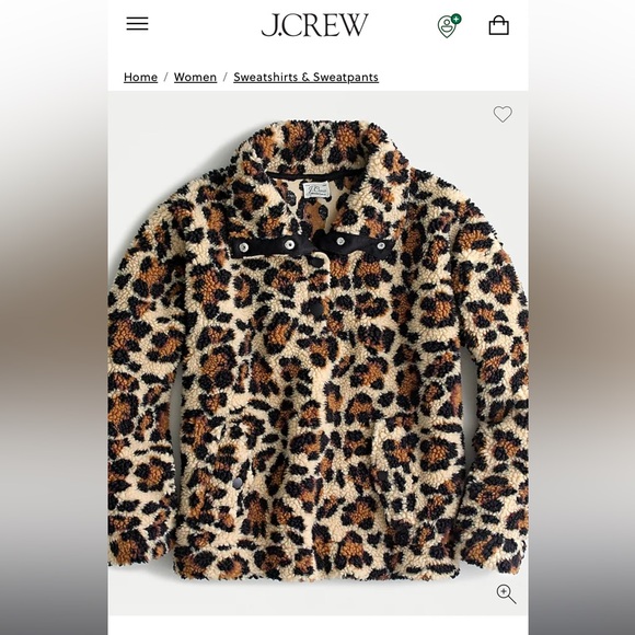 J. Crew Teddy Jacket Brown and Black Leopard Print Oversized Fit - Picture 2 of 8